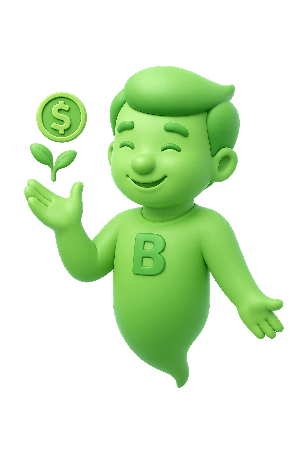 Babuddy, the Babalata mascot, growing a money plant